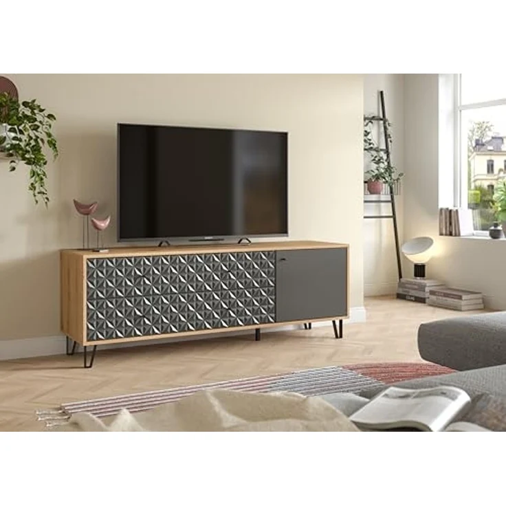 Lowboard (B/H/T: 164x56x40 cm) in Artisan Oak Nachbildung und anthrazit matt – Bild 2