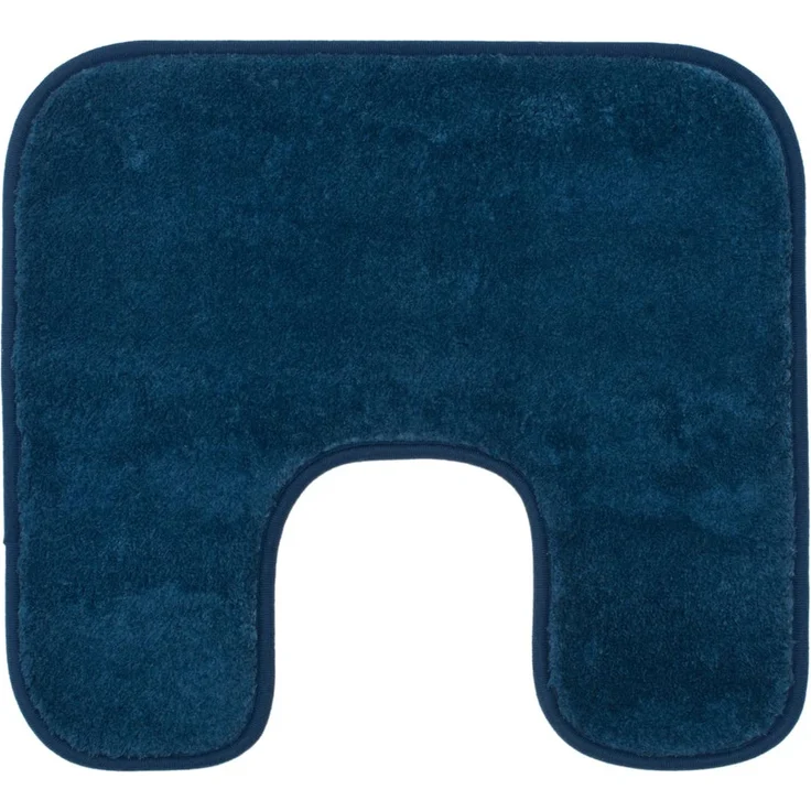 Gözze - Premium Rutschfester Badteppich mit Ausschnitt, RIO, 100% Microfaser, Ideal als WC-Vorlage für Standtoilette, 50x45 cm - Dunkelblau