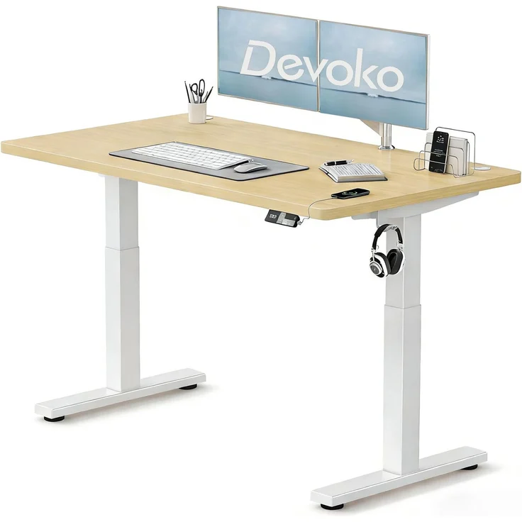 Devoko Höhenverstellbarer Schreibtisch 160x80 cm elektrisch, Höhenverstellung 71-121 cm mit Smart Control, 120 kg Tragkraft, für gesundes Arbeiten – Bild 1