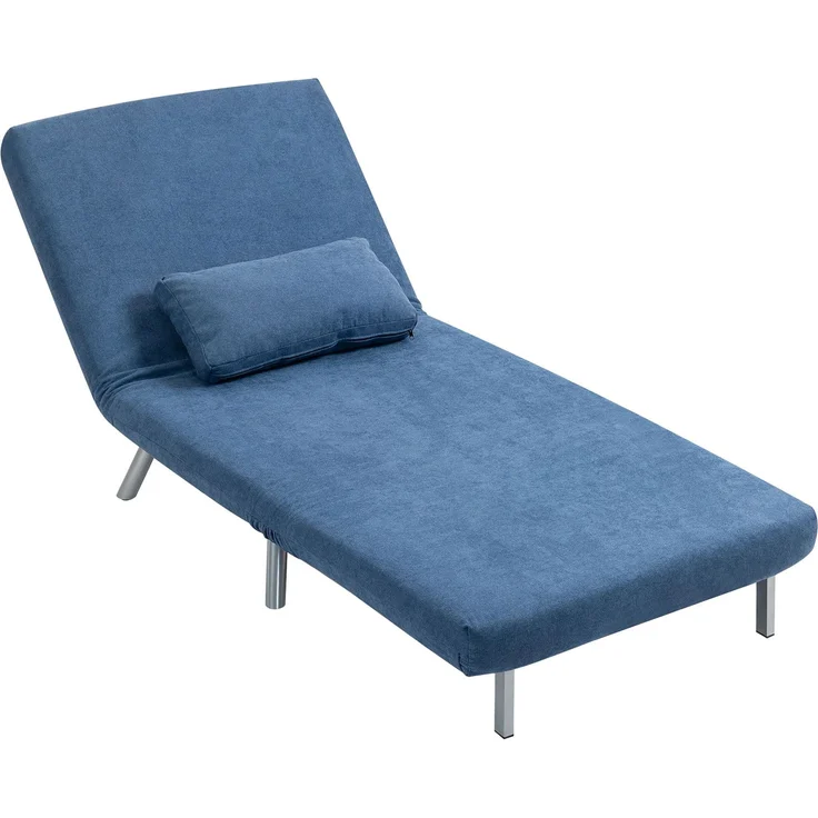 Polstersessel mit Bettfunktion, 3-in-1 Design, Schlafsessel, Gästebett, Stoffbezug, mit Kissen, Blau--Blau--80x75x83cm--YOUDENOVA – Bild 2
