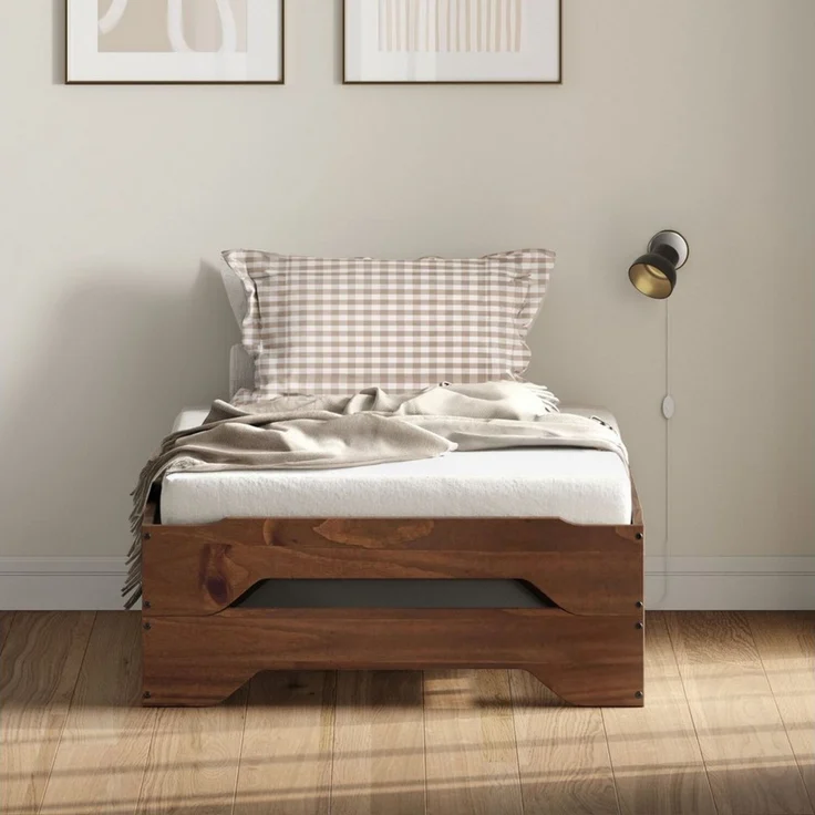 IDIMEX Funktionsbett RONNY, Stapelbett Gästebett 2er set aus massivholz- kastanienfarben – Bild 1