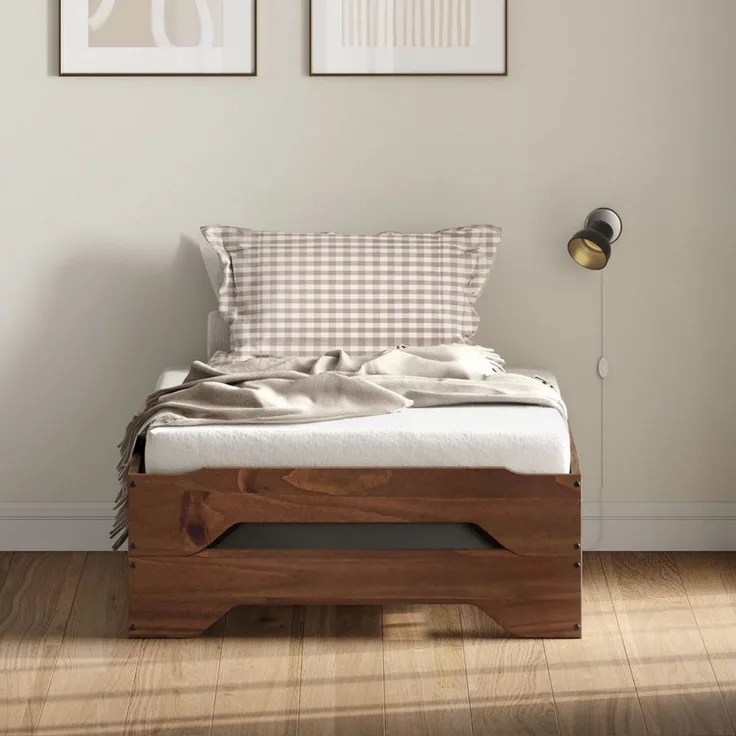 IDIMEX Funktionsbett RONNY, Stapelbett Gästebett 2er set aus massivholz- kastanienfarben