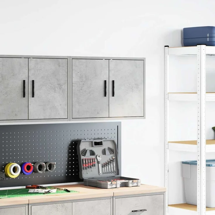vidaXL Garagen-Wandschrank Betongrau Holzwerkstoff 860649 – Bild 2