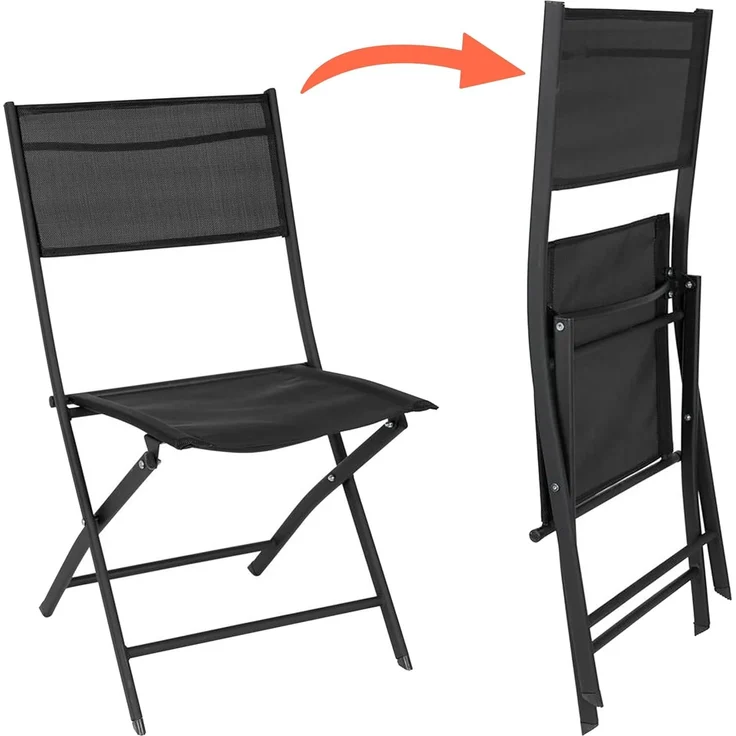 Spetebo Gartenstuhl Balkon Klappstuhl schwarz - 83x55 cm (Stück, 1 St), Faltbarer Stuhl aus Stahl und Textil – Bild 5