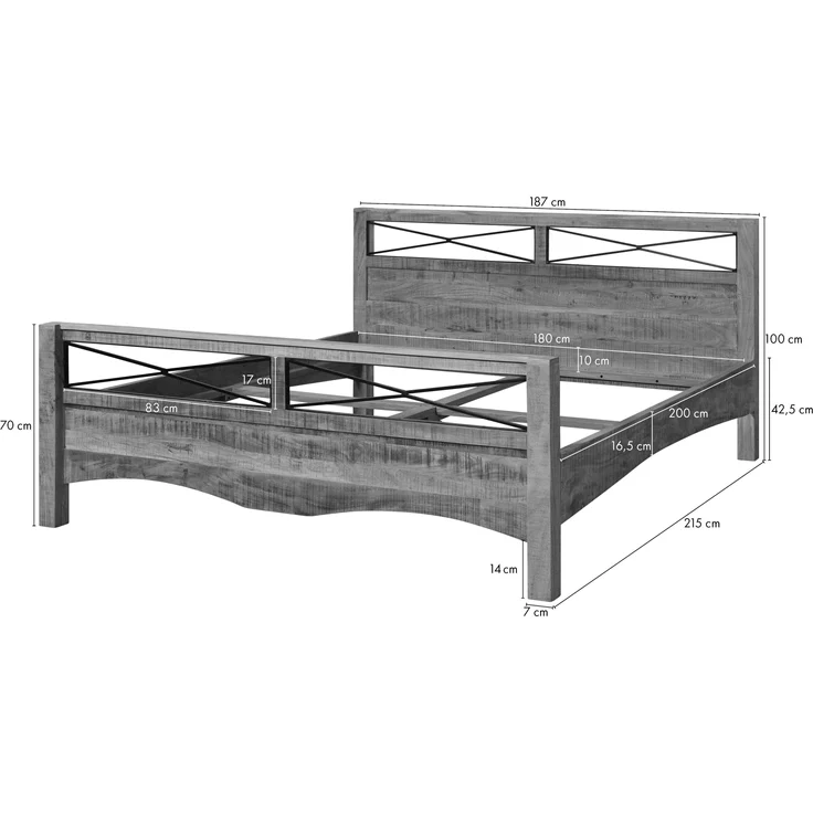 Bett Altholz 186x216x100 mehrfarbig lackiert NATURE OF SPIRIT #47 – Bild 7