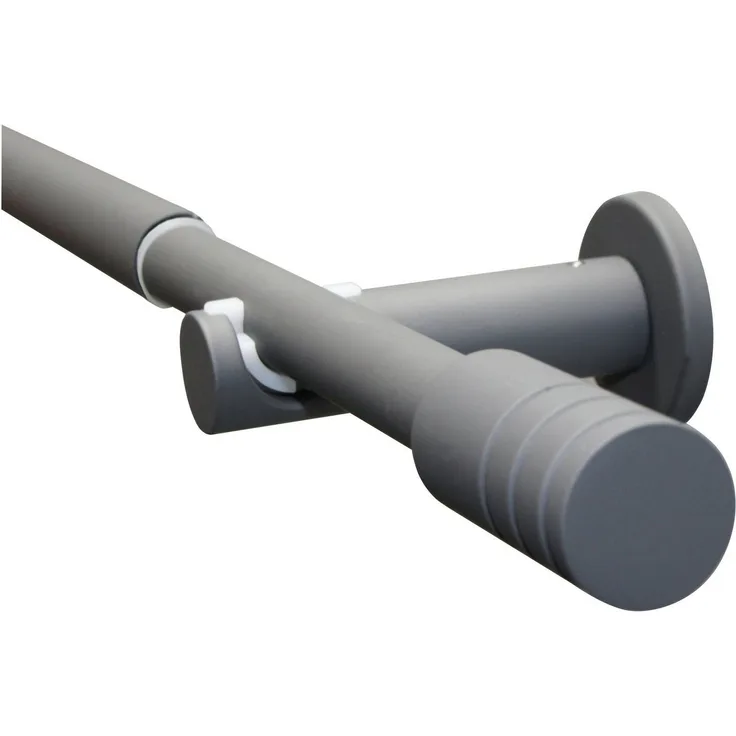Gardinia Gardinenstangen-Set Elba Zylinder 1-Lauf Ø 16-19 mm Steingrau 120 cm - 210 cm