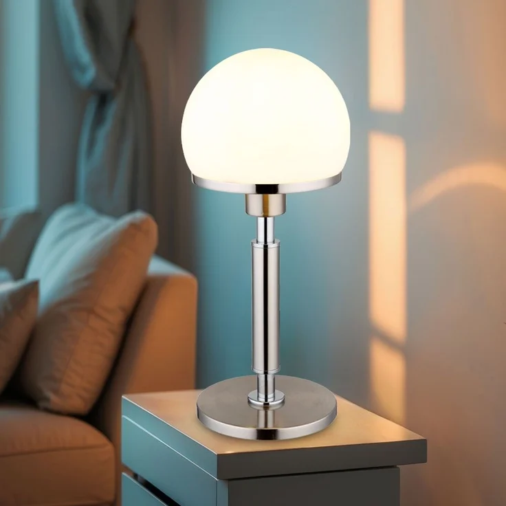 Tischleuchte, Pilz Design, Glas, opal, H 40 cm – Bild 2