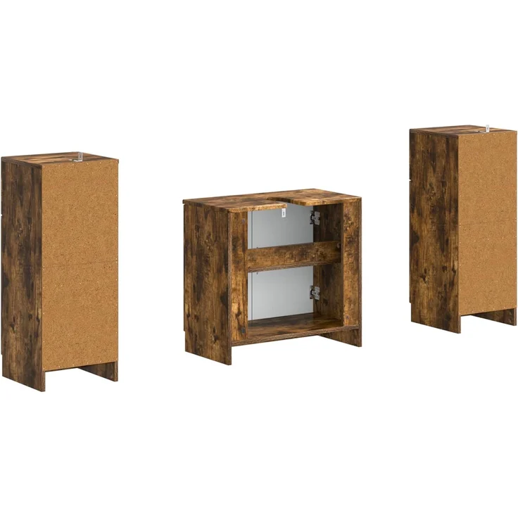 vidaXL 3-teiliges Badezimmer-Schranksystem UTRECHT 3 stk. Raucheiche 3418058 – Bild 5