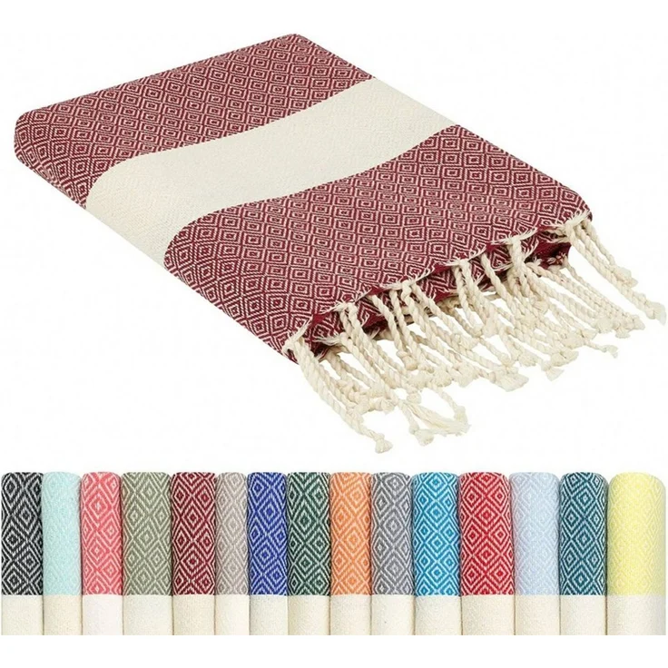 furora HOLIDAY Strandtuch groß 100x200 cm Strand Tuch, aus Baumwolle, Hamamtuch Badetuch, leicht, lang, dünn & kompakt – Bild 1