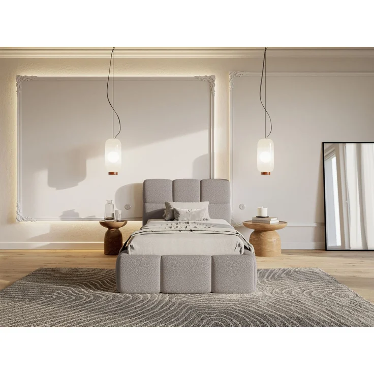 Selsey 'Cloudy' Polsterbett 90x200 cm, Bettkasten & Lattenrost, Bouclé Hellgrau – Bild 2