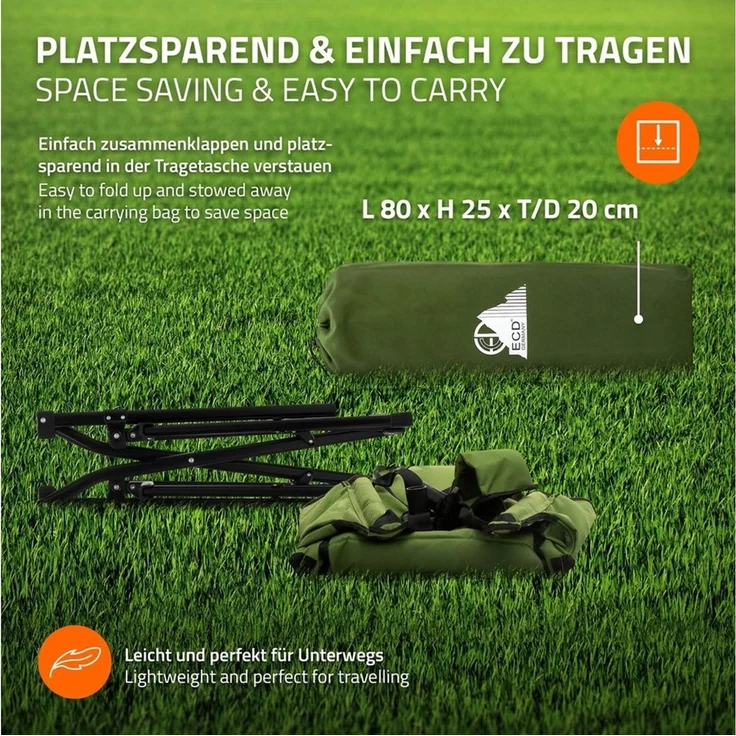 ECD Germany Campingstuhl Klappstuhl mit Stahlgestell Getränkehalter Nackenkissen & Tasche, Angelstuhl faltbar Faltstuhl mit Verstellbare Rückenlehne bis 150 kg – Bild 4