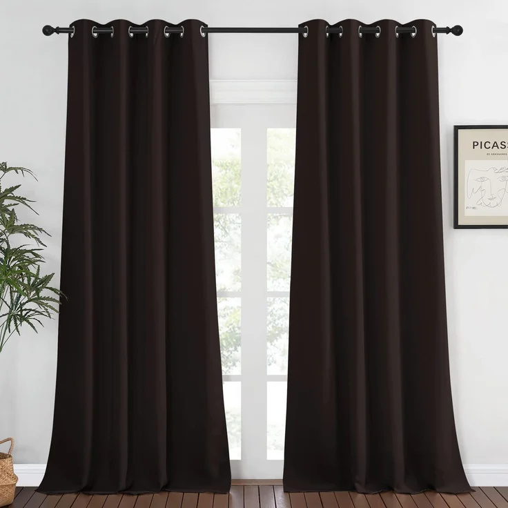 NICETOWN Verdunkelungsvorhang, dick, (B 52 x L 108 cm), Braun, 1 Panel, 1 Panel, Ösenvorhang für Schlafzimmer und Wohnzimmer