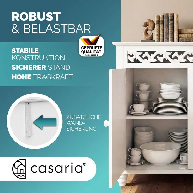 CASARIA Kommode und Sitzbank Jersey Kombi-Set, weiß – Bild 6