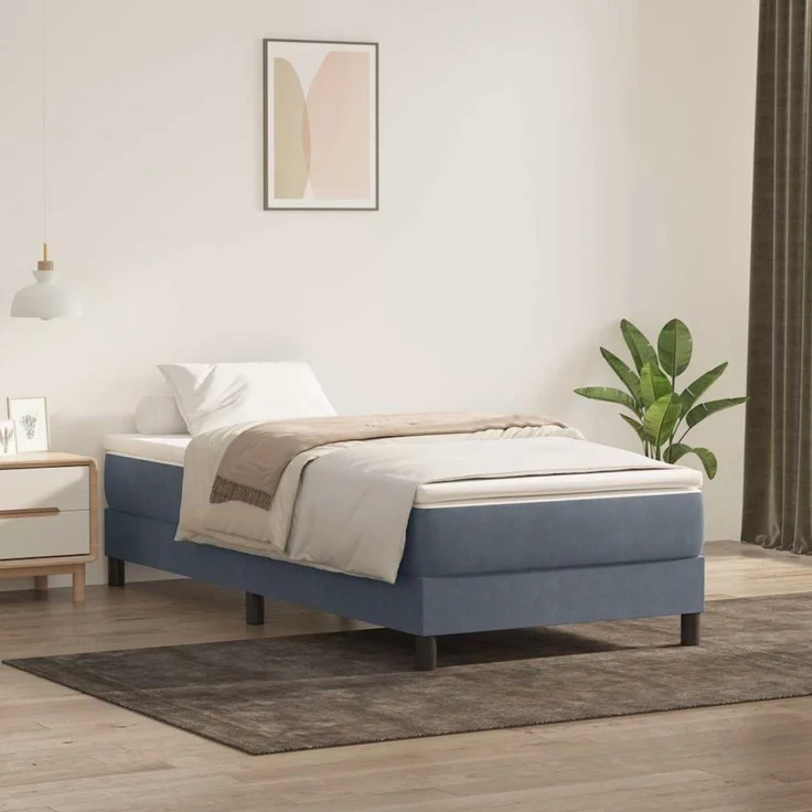 vidaXL Boxspringbett ohne Matratze Dunkelgrau 90x210 cm Samt 3315808 – Bild 4