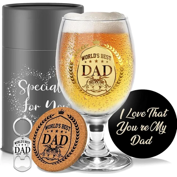 Bierglas Personalisierte Gravur Papa Dad Geburtstag 5 Dad Biergläser – Bild 1