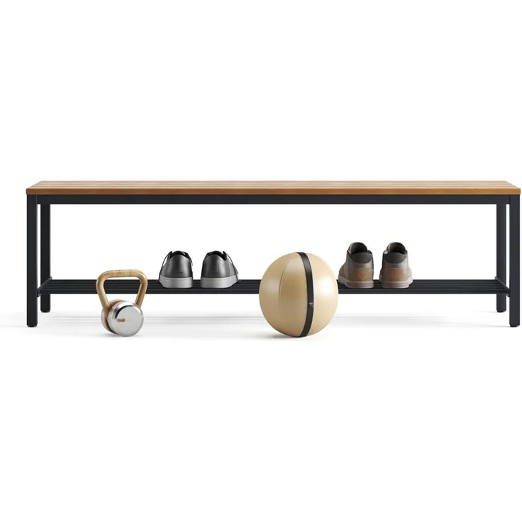 furni24 Bank Umkleidebank, Sitzbank für Umkleideräume mit Schuhrost BxHxT: 150 x 42 x 40 cm, Umkleidesitzbank, Umkleidebank, Garderobenbank, Sportbank, Bank mit Echtholz für Fitnessstudio – Bild 5