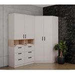 Marmex Möbel Grant 17C Ein Garderoben-Set, Mehrzweckschrank-Set ,Flur, Schlafzimmer, Eckschrank-Set, laminierte Spanplatte, graubeige cashmere+cremona torro, 143x195x143 cm