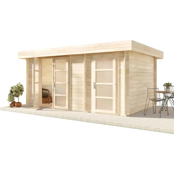 Alpholz Gartenhaus Modern-E Gartenhaus aus Holz Holzhaus mit 28 mm Wandstärke Blockbohlenhaus mit Montagematerial – Bild 3