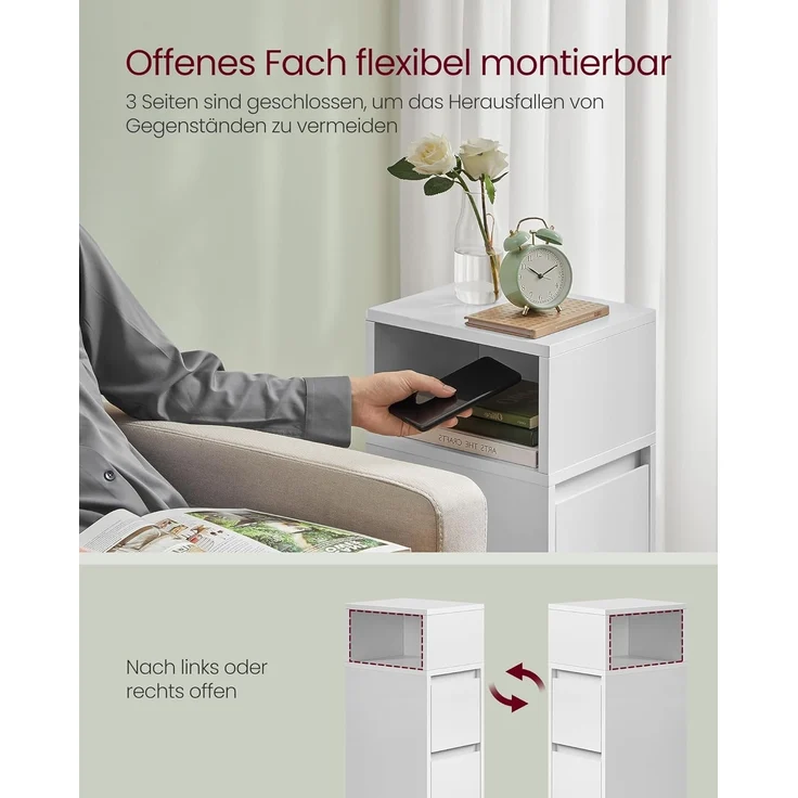 Vasagle Nachttisch (2-St), schmal, Beistelltisch mit 2 Schubladen, offenes Fach – Bild 4