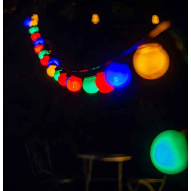 INtrenDU Party Lichterkette bunt, 9,5m mit 20 großen Kugeln Ø5cm, wasserfest (IP44) für innen und außen, Geburtstagsdeko, Hochzeit – Bild 5