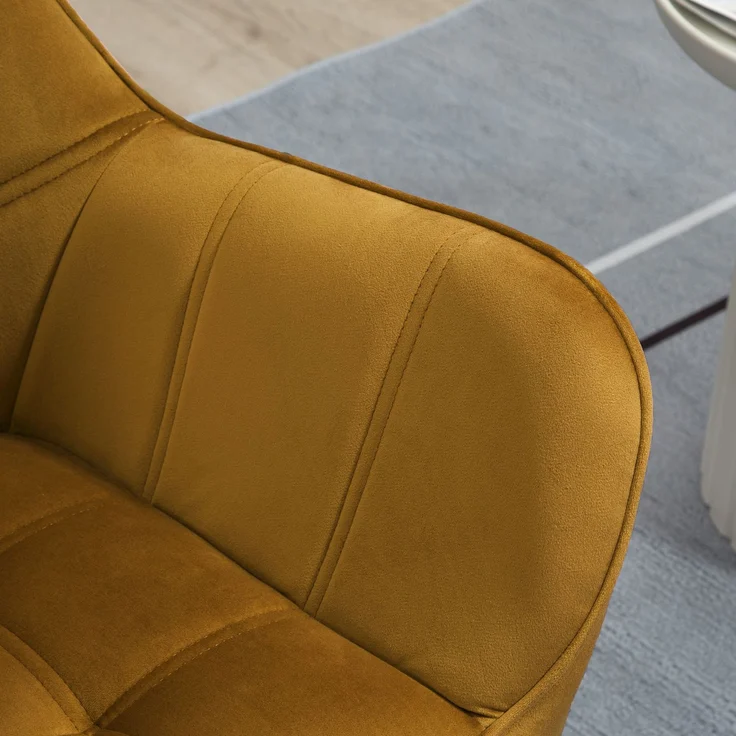 Ohrensessel Einzelsessel Relaxsessel mit Samt, skandinavisch, erhöhte Beine, samtartiges Polyester, Gelb 67x61,5x71 cm--Gelb--67x61.5x71cm--YOUDENOVA – Bild 8