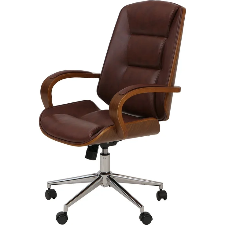 Bürostuhl HWC-O83, Drehstuhl Chefsessel, Kunstleder (280g/m²) Bugholz FSC®-zertifiziert Walnuss-Optik ~ rotbraun – Bild 6