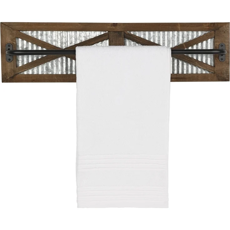 Handtuchhalter Groß braun 60 x 15 Massivholz Verzinktes Metall Küche Bad – Bild 3