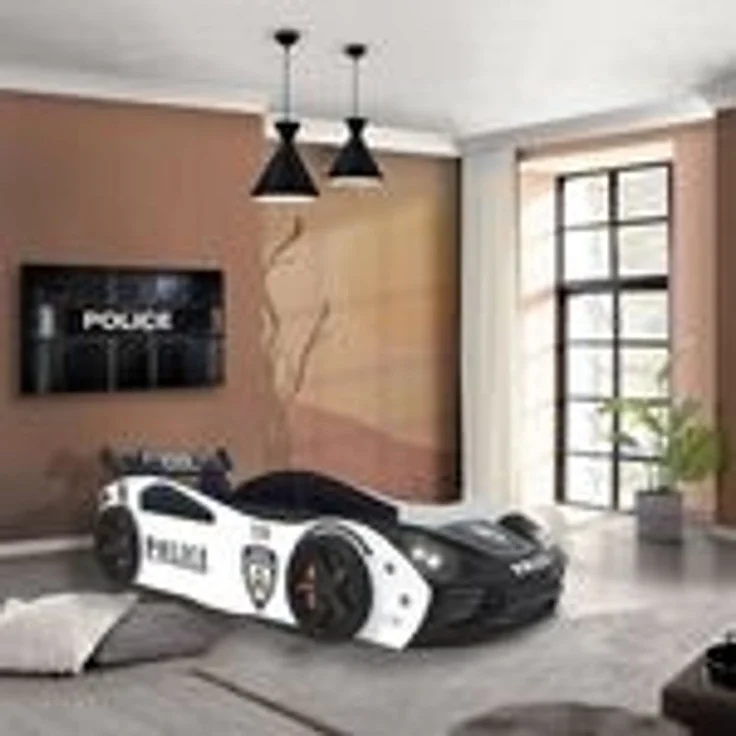 Autobett "Police" + Sportsitze Spielbett für Kinder 90x200 inkl. Lattenrost – Bild 3