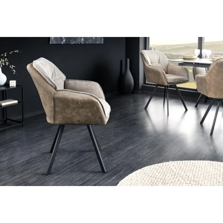 riess-ambiente Armlehnstuhl MR. LOUNGER vintage taupe (Einzelartikel, 1 St), Esszimmer · Microfaser · Metall · 180° drehbar · Retro Design – Bild 4