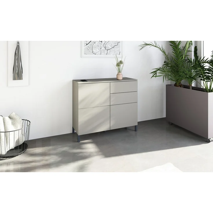 borchardt Möbel Kommode Haama, Sideboard mit Metallfüßen, Push-to-open-Technik, Breite 93 cm, Push-To-Open, verstellbare Einlegeböden, viel Stauraum, Breite 93cm – Bild 2