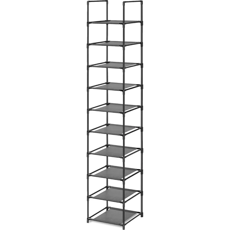 edihome, Schuhregal, 10 Ebenen, (33 x 33 x 173 cm), Schuhschrank Schmal, Schmale und hohe Schuhregale aus Kunststoff, Vertikal, Regal, Show Rack (10 Ebenen - L) – Bild 1