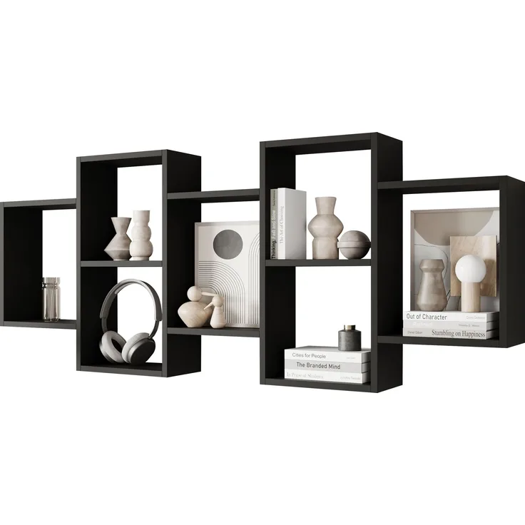 Wandregal Trio 001, Farbe: Schwarzer Graphit