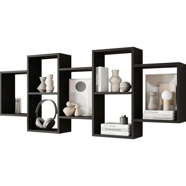 Wandregal Trio 001, Farbe: Schwarzer Graphit – Bild 1