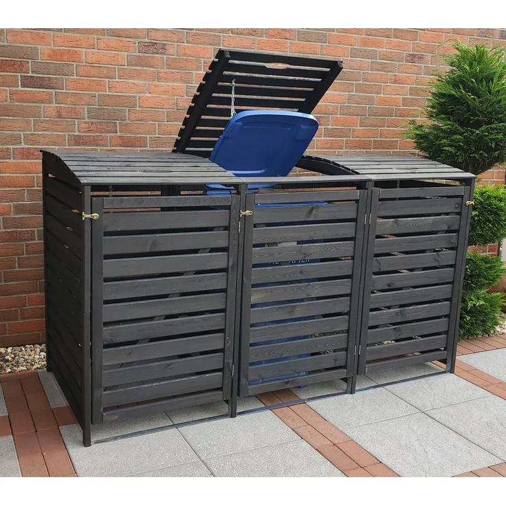 promadino Mülltonnenbox Vario V, für 3 x 240 l, anthrazit – Bild 2