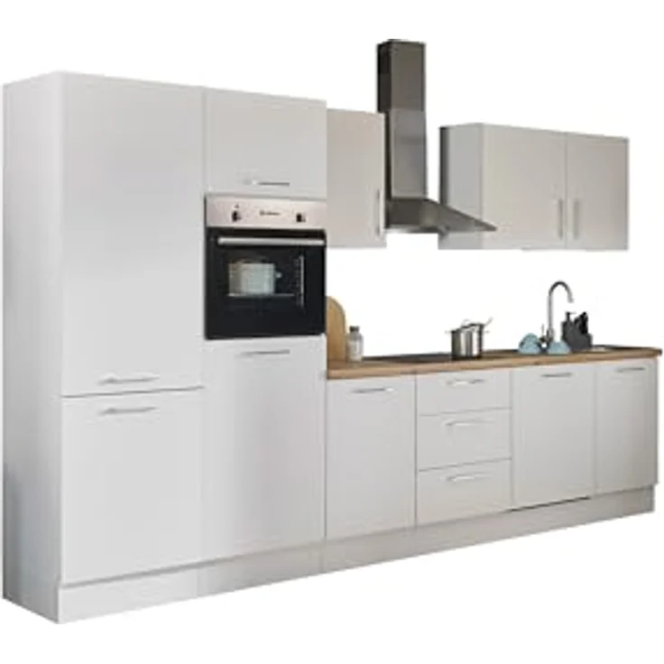 Stella Trading Turin ZB Küchenzeile 340 x 211 x 60 cm, weiß - Ohne Küchengeräte - Moderne, geräumige Küche in Artisan-Eiche Optik mit viel Stauraum – Bild 2