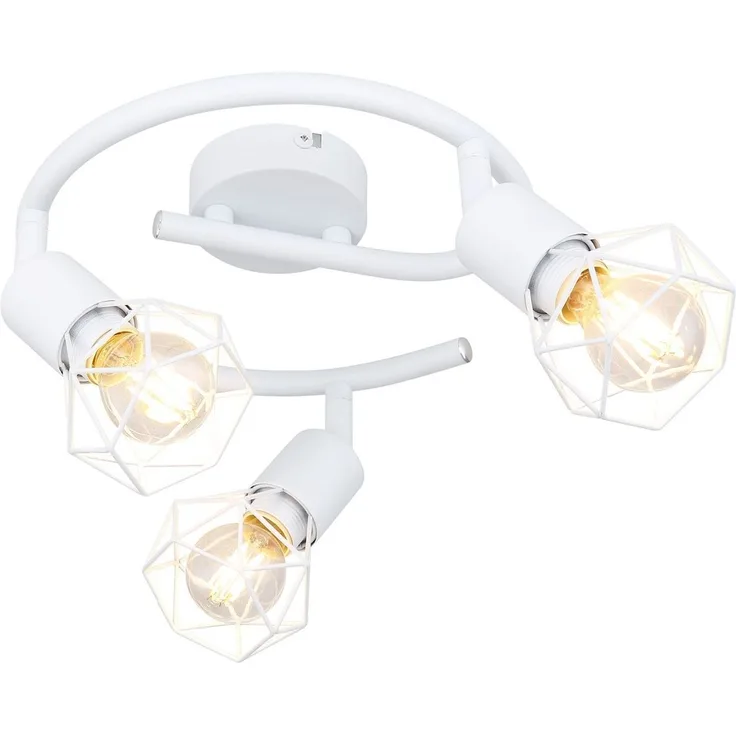 Deckenleuchte Wohnzimmer Deckenlampe Deckenstrahler Gitter Weiß 54802W-3