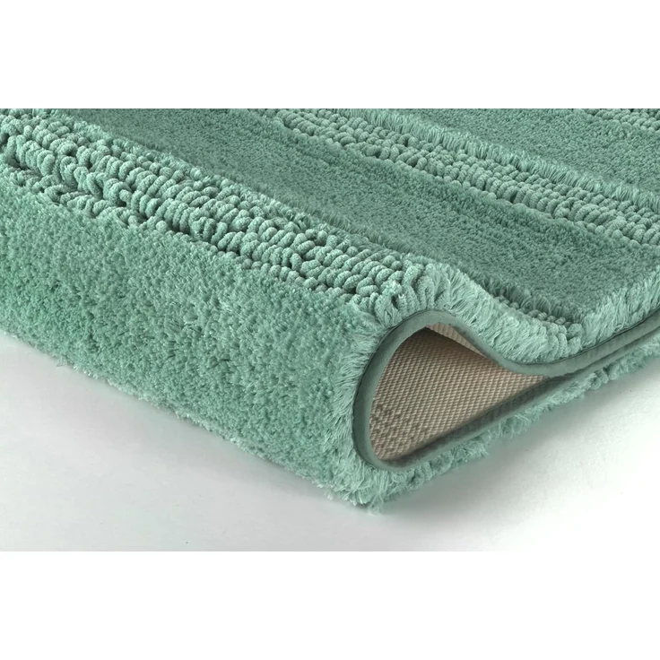Badematte MONROVIA, 70 x 120 cm, Mint, Streifen, Höhe 23 mm, rutschhemmend beschichtet, fußbodenheizungsgeeignet, Polyester, rechteckig – Bild 3