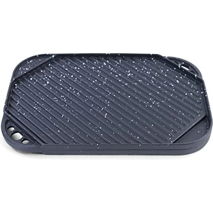 BBQ Grill Wendeplatte Planchaplatte Gusseisen Antihaftbeschichtet 30x20 cm – Bild 1