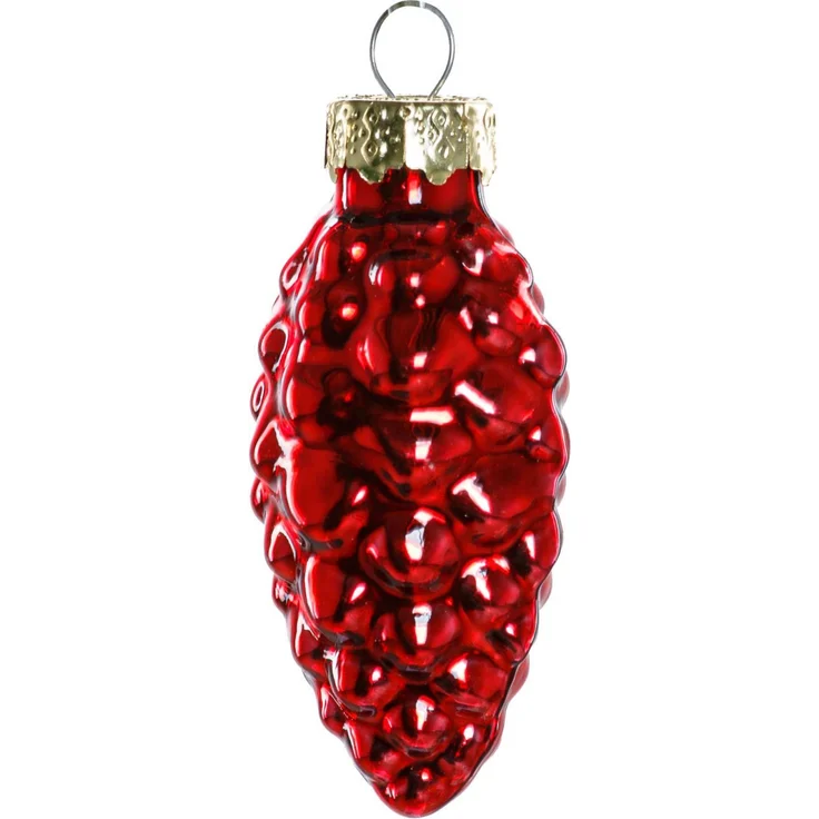 TrendLine Glas-Tannenzapfen rot 12 Stück 6 cm Weihnachtsbaum Weihnachtsschmuck – Bild 1