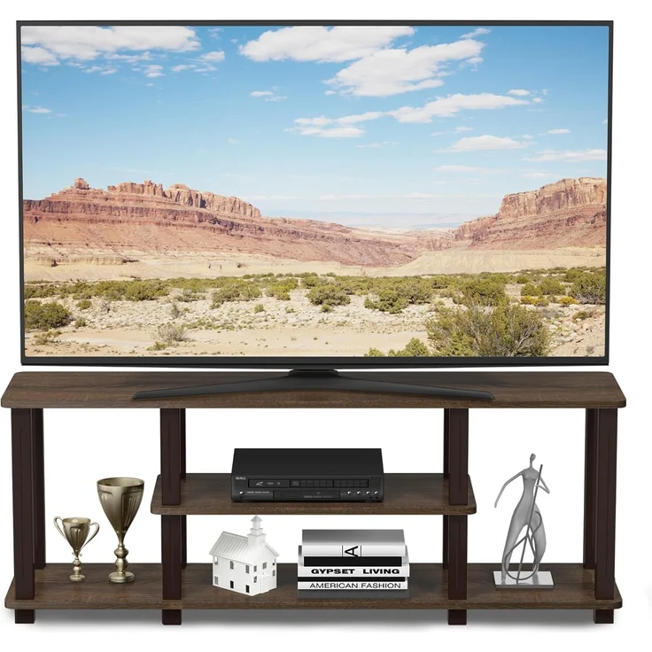Furinno Entertainment/TV-Regal mit unterschiedlichen Ablageflächen, Walnuss/Braun, 29. 72x111. 25x41. 15 cm – Bild 3
