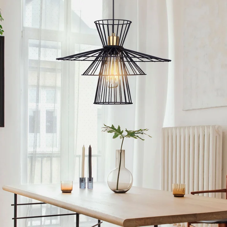 RGB LED Hängeleuchte, Metalldraht, schwarz, D 45 cm – Bild 7