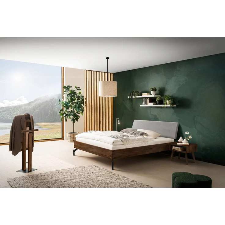 Hasena Massivholzbett Bergamo Nussbaum mit Polster-Kopfteil 120x200 cm – Bergamo – Bild 2