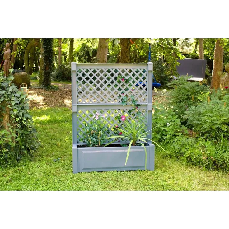 Pflanzkasten groß mit Zentralspalier (2-tlg.) 100 cm, grau