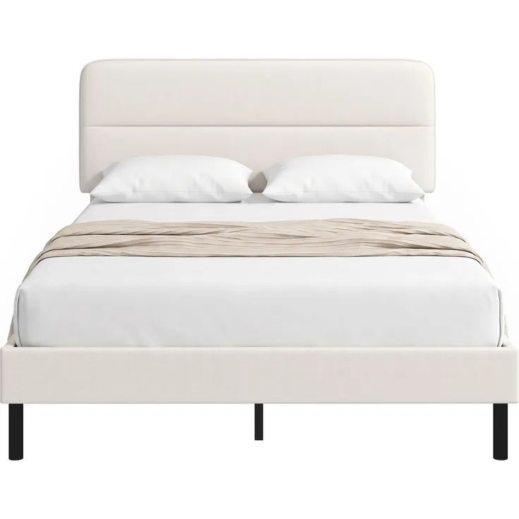 HOMCOM Bettgestell, Polyester, Sperrholz, Beige, 153 x 207 x 115 cm