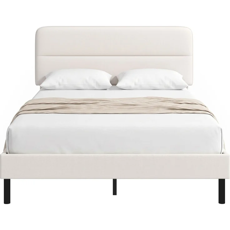 HOMCOM Bettgestell, Polyester, Sperrholz, Beige, 153 x 207 x 115 cm – Bild 1