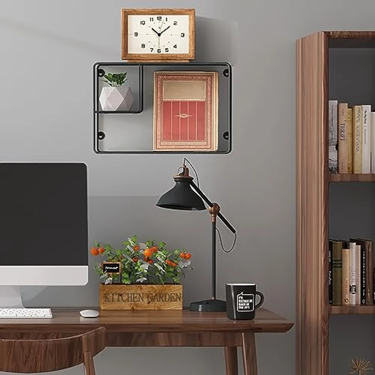 EUGAD Wandregal, 1-tlg, eckiges klappbares Metallregal 38x25,5x11,5cm schwarz – Bild 3