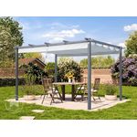 PRIMEYARD Pergola 3x4 m Terrassenüberdachung mit grauem Schiebedach Stahlrahmen