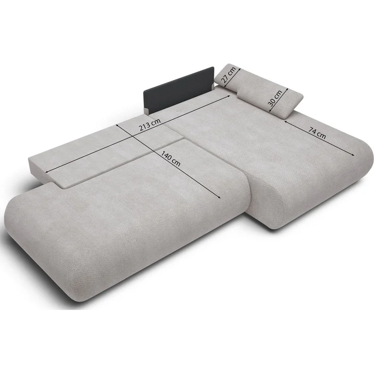 Selsey 'Armone' Ecksofa mit Schlaffunktion, Chenille, Ottomane rechts, Hellgrau – Bild 7