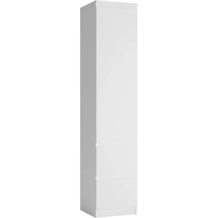Kleiderschrank Boston Schlafzimmerschrank 46cm mit Aufsatz weiß Front Hochglanz