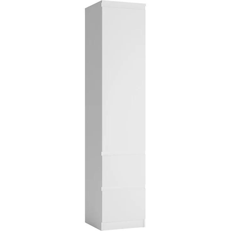 Kleiderschrank Boston Schlafzimmerschrank 46cm mit Aufsatz weiß Front Hochglanz